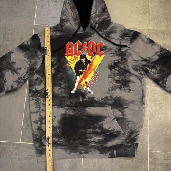 AC/DC Official High Voltage Pullover Hoodie - Men's Medium - Tie-Dye Gray - Picture 7 of 8